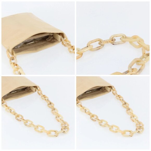 PRADA Chain Shoulder Bag Leather Beige Silver Auth 153137 - Picture 16 of 16